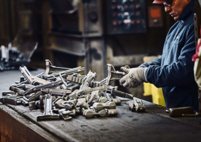 Visual inspection of casting after grinding